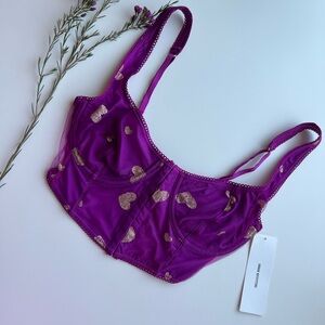 Urban Outfitters Purple and Gold Embroidered Corset Bra
